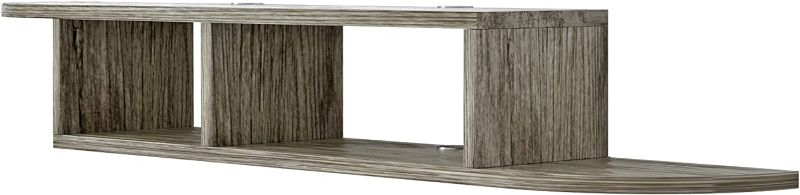 Photo 1 of Modern Floating TV Stand Curved Wood Wall Mounted Media Console TV Shelf Floating Entertainment Center Under TV with Storage Shelf (Grey)
