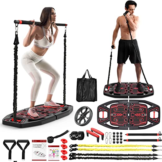 Photo 1 of FITINDEX Portable Home Gym, Home Workout Equipment, Gym Equipment for Home for Men Women to Build Muscle and Burn Fat with Resistance Bands Bar, Full-Body Fitness Equipment for Indoor/Outdoor/Travel
