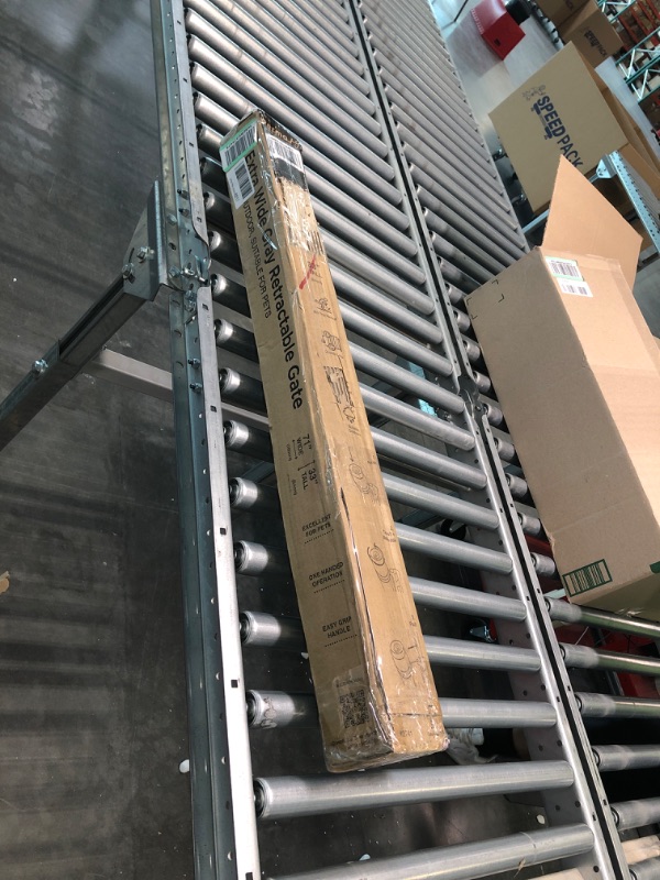Photo 1 of Perma Child Safety Indoor/Outdoor Retractable Baby Gate 33" Tall, Extends to 71" Wide, Gray, 33" Tall x 71" Wide (Pack of 1) Gray 33" Tall x 71" Wide