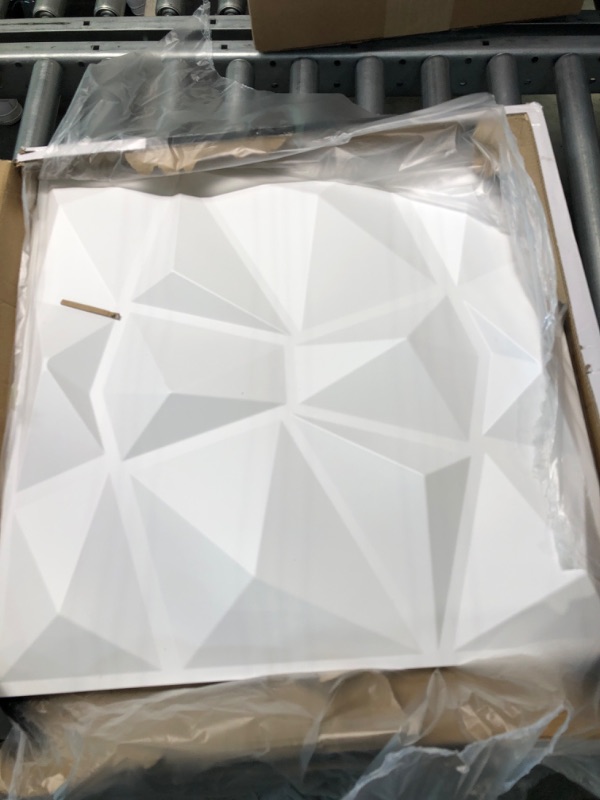 Photo 1 of Art3d Textures 3D Wall Panels White Diamond Design Pack of 12 Tiles 32 Sq Ft (PVC) Matt White