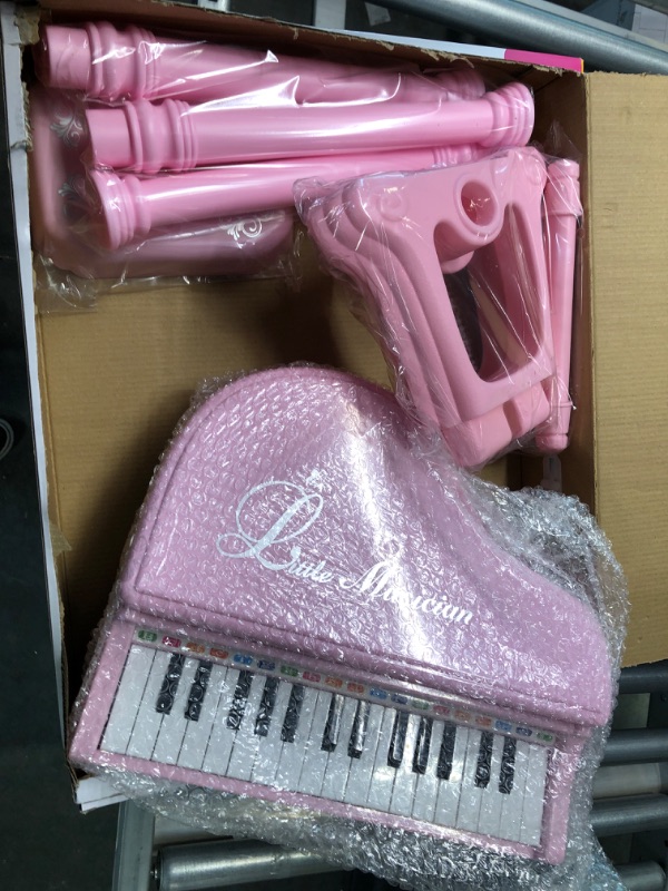 Photo 2 of Love&Mini Piano Toy Keyboard Pink 31 Keys for Age 2+ Year Old Girls Birthday Gifts, Kids Keyboard Toy Instruments Pink Piano with Microphone and Stool Light Pink With Stool 31 keys