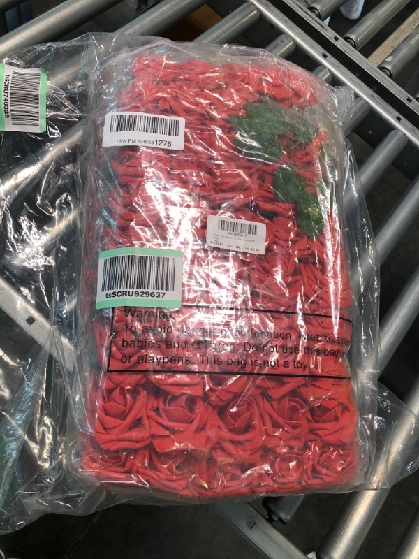 Photo 2 of 150 Pieces Artificial Red Roses Bulks Fake Roses Flowers for DIY Wedding Bouquets Valentine's Day Party Holiday Baby Shower Home Decorations (Red)