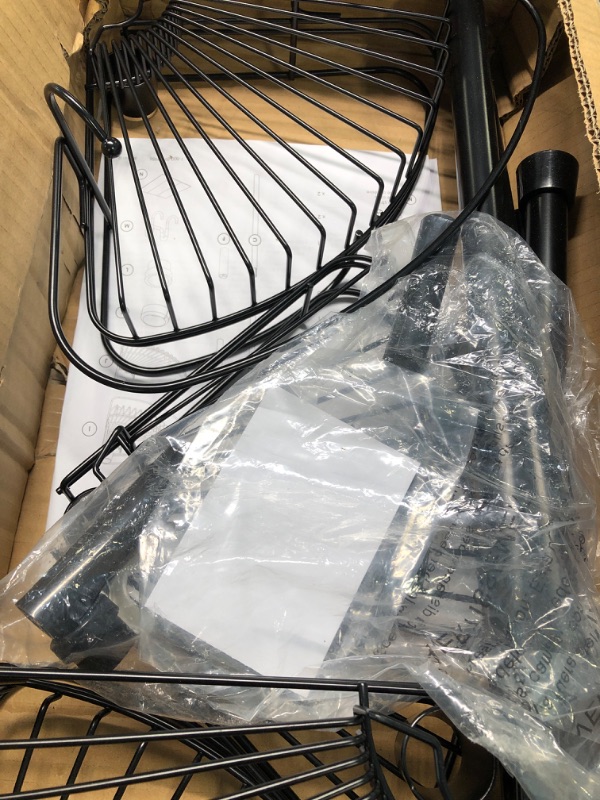 Photo 3 of Zenna Home Tension Pole Shower Caddy, 4 Basket Shelves with Built-In Towel Bar, Adjustable, 60 to 97 Inch, Matte Black Black 4 Baskets