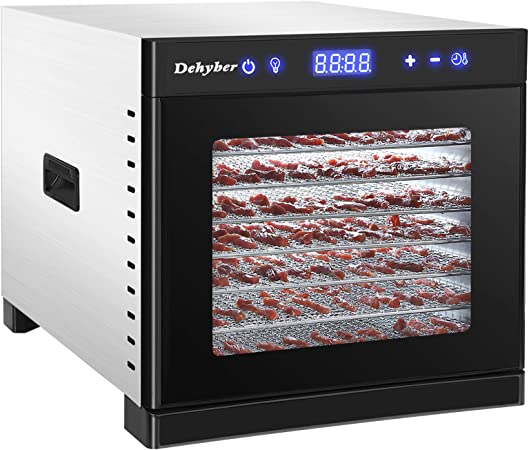 Photo 1 of Dehyber Upgraded Dehydrators for Food and Jerky(67 Recipes),8 Stainless Steel Trays Dryer Machine with 24H Adjustable Timer and Temperature Control,Dehydrator for Meat Beef Herb Fruit Vegetable Nut Dog Treats-Overheating Protection 700W
