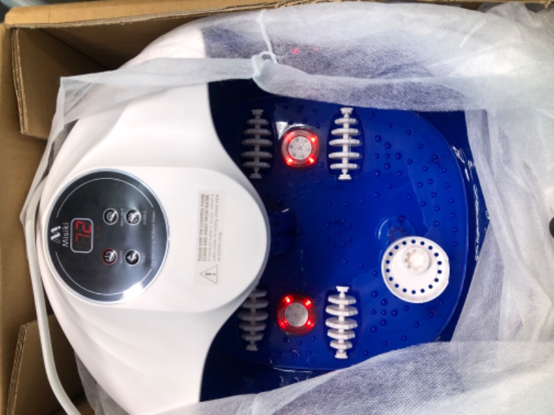 Photo 2 of Foot Bath Spa with Heat and Massage, Pedicure Foot soak Tub for Feet Stress Relief with Massage Rollers,Pumice Stone,Bubbles Vibration and Temperature Control, 2 Red Light 1-blue