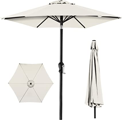 Photo 1 of Best Choice Products 10ft Outdoor Steel Polyester Market Patio Umbrella w/Crank, Easy Push Button, Tilt, Table Compatible - Ivory

