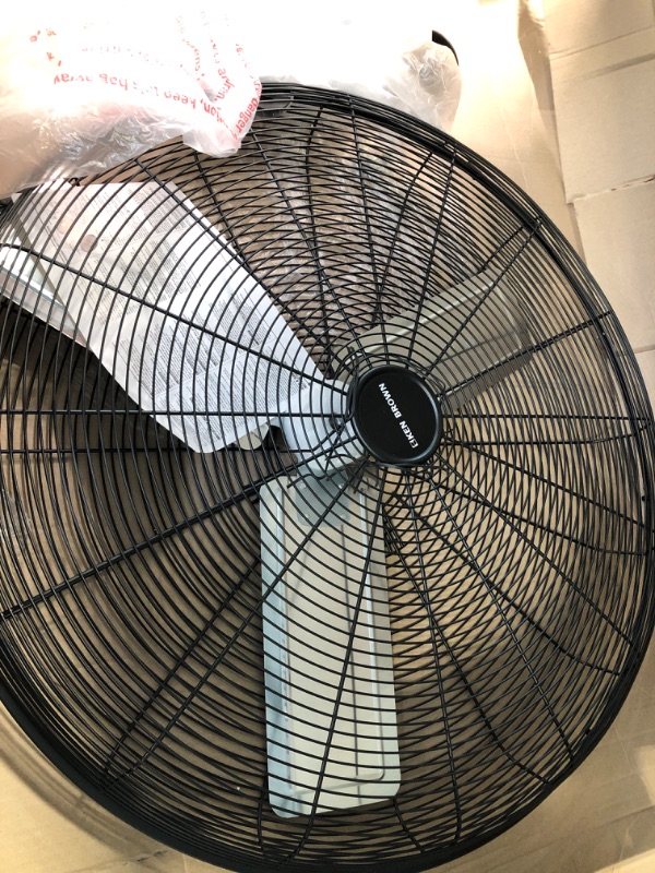 Photo 2 of KEN BROWN 30 Inch Industrial Oscillating Wall Mount Fan 9500CFM,Heavy Duty Metal,High Velocity,2 Speed,Black
