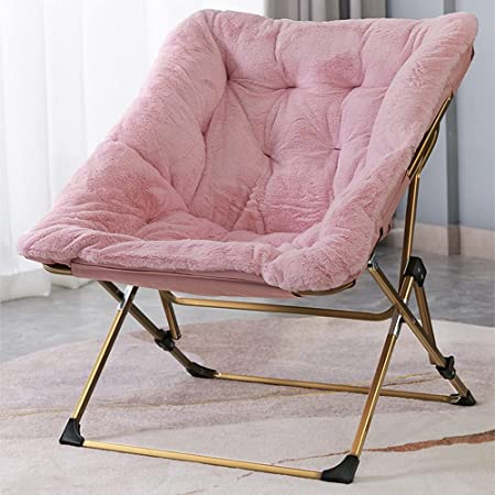 Photo 1 of OAKHAM Comfy Saucer Chair, Folding Faux Fur Lounge Chair for Bedroom and Living Room, Flexible Seating for Kids Teens Adults, X-Large, Pink
