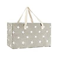Photo 1 of LLARUG 46L Canvas Collapsible Utility Tote Bag,Oversized Beach Bag,Reusable Grocery Shopping Bag,Large Carry Bag,Laundry Basket(Gray,1PC)
