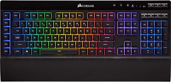 Photo 1 of CORSAIR K57 RGB Wireless Gaming Keyboard - <1ms response time with Slipstream Wireless - Connect with USB dongle, Bluetooth or wired - Individually Backlit RGB Keys, Black
