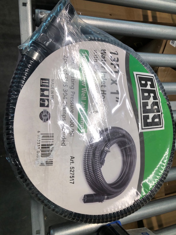 Photo 2 of Green Expert 13FT x 1” ID Suction Hose with Check Valve for Shallow Well Pump Water Intake NPT 1 Inch Threaded Adapter Easy Installation Full Hose Kit for Well Pump Sucking 527517 PVC Reinforced 13FT PVC Reinforced 13FT PVC Reinforced