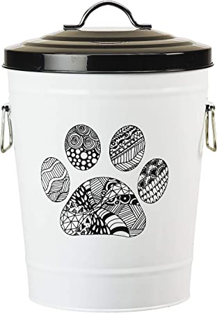 Photo 1 of Amici Pet, , Zentangle Pet Food Large Metal Storage Bin, Paw, Small
