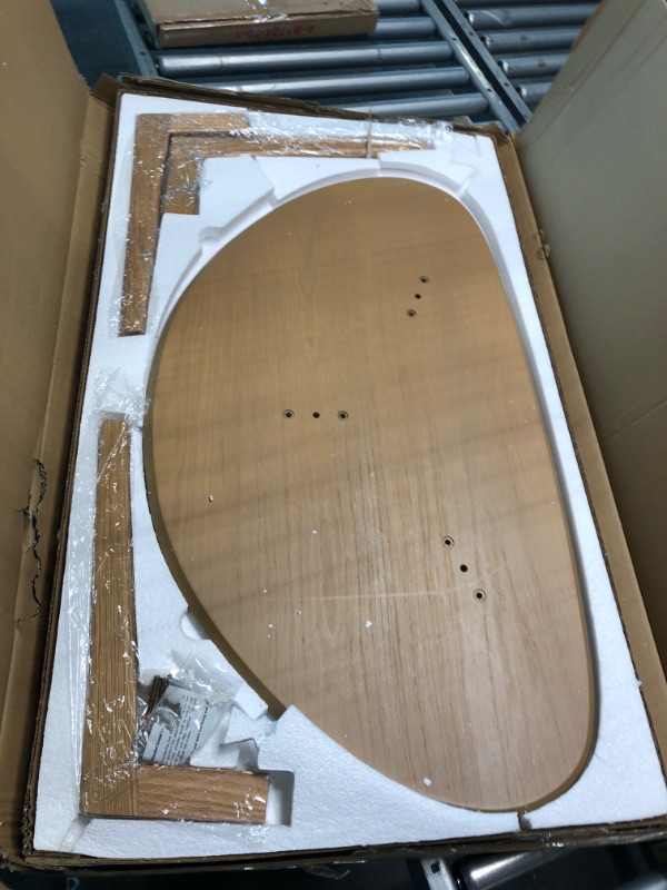 Photo 1 of FIRMINANA Small Oval Coffee Table Mid Century Modern Coffee Table for Living Room Center Table Minimalist Display Coffe Table,Nature Wood,18.9" D x 33.47" W x 15.75" H Nature Wood Small?33.5in?
