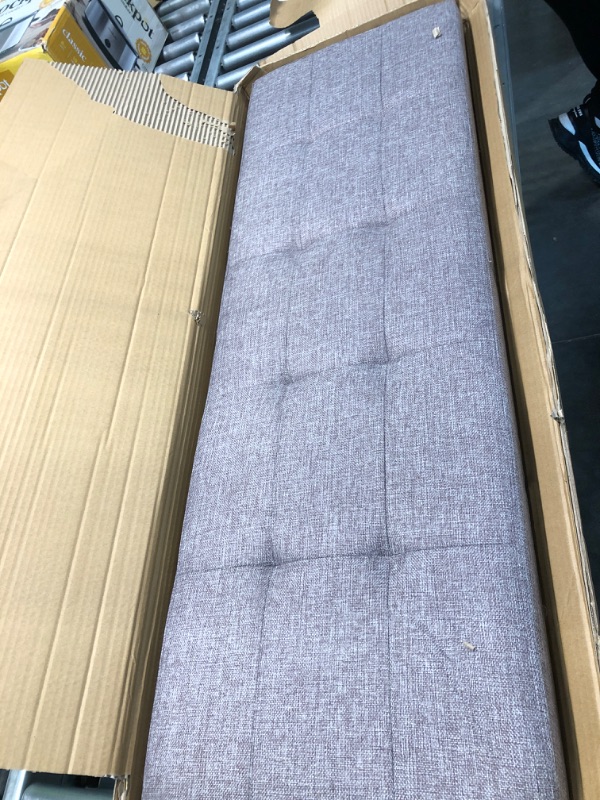 Photo 1 of CUYOCA 45.3 Inches Storage Ottoman Bench Foldable Seat Footrest Shoe Bench End of Bed Storage with Flipping Lid, 166L Storage Upholstered Tufted Bench, Linen Fabric Grey 45.3" Flip Light Grey