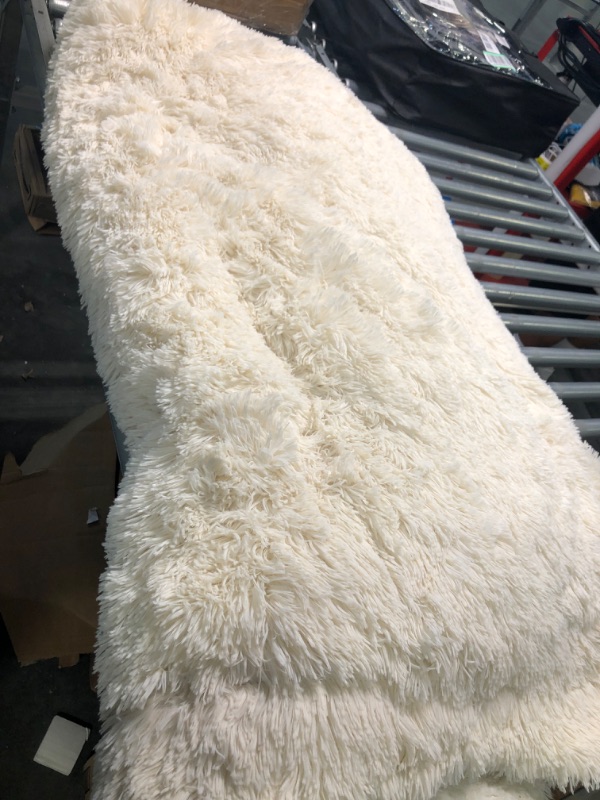 Photo 2 of Bedsure Faux Fur Blankets Queen Size Cream – Fuzzy, Fluffy, and Shaggy Faux Fur, Soft and Thick Sherpa, Tie-dye Decorative Gift, Queen Blankets for Bed, 90x90 Inches, 380 GSM Cream 90"x90" Queen/Full