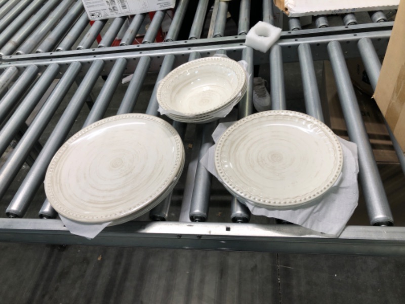 Photo 1 of Zak Designs French Country House Melamine 12 Piece Dinnerware Set Includes Dinner, Salad Plates, and Individual Bowls (Oyster White) Dinnerware set (12pc, Oyster White)