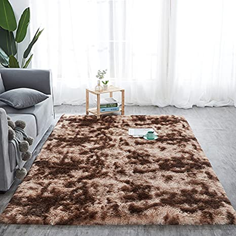 Photo 1 of Area Rug Tie-Dye Carpet Living Room Large Fluffy Rug Antiskid Shaggy Rug Area Rugs Soft Touch Rugs Modern Tie-dye Floor Carpet for Bedroom Rooms Decor,Brown,50cm x 160cm
