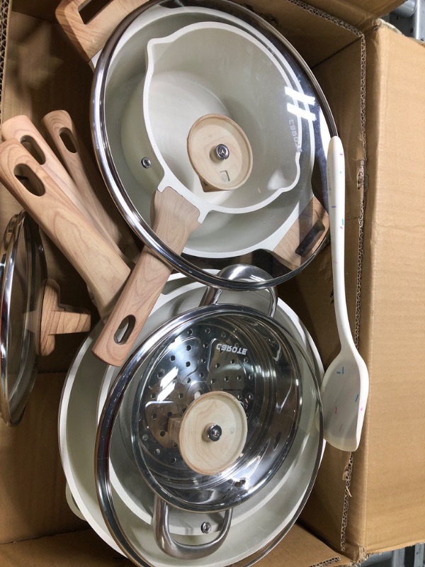Photo 2 of 
CAROTE Pots and Pans Set Nonstick, White Granite Induction Kitchen Cookware Sets, 9 Pcs Non Stick Cooking Set w/Frying Pans & Saucepans(PFOS, PFOA Free)

