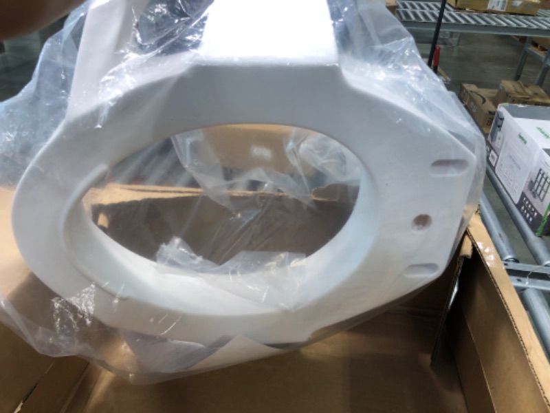 Photo 1 of SP Ableware 3-1/2 Inch Elevated Toilet Seat with Arms for Elongated Toilets - White, Supports Up to 300-Pounds (725753311) 3-1/2" Elongated