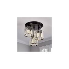 Photo 1 of CVKASH 3-Light Black Crystal Chandelier ?Modern Matte Semi Flush Mount Ceiling Light?Ceiling Lighting for Bedroom Living Room Kitchen Dining Room Bathroom