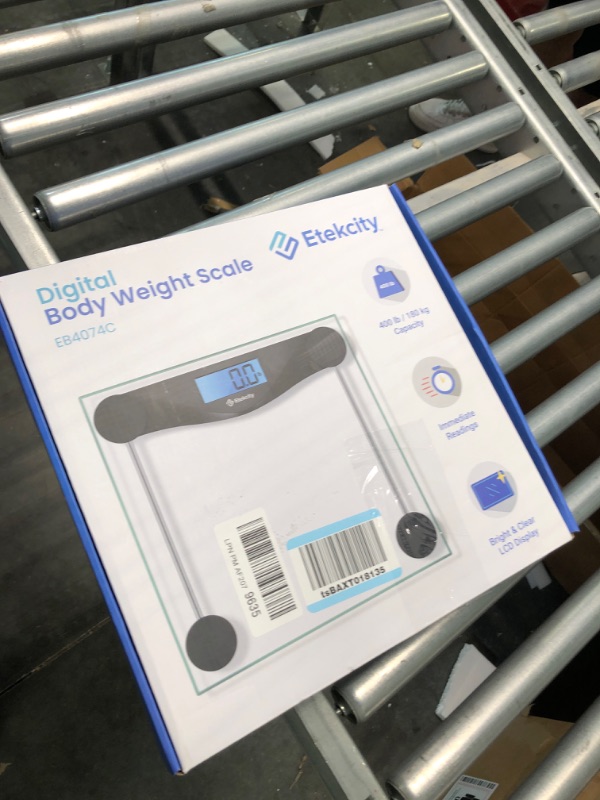 Photo 1 of Etekcity Digital Body Weight Bathroom Scale, Large Blue LCD Backlight Display, High Precision Measurements, 6mm Tempered Glass, 400 Pounds, Black Non Smart Black
