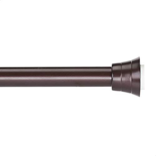 Photo 1 of Amazon Basics Tension Curtain Rod, Adjustable 36-62" Width - Bronze, Tiers Finial

