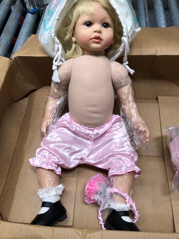 Photo 2 of Zero Pam Reborn Baby Dolls Realitic Toddler Girl Silicone Vinyl 24 Inch Lifelike Newborn Toddlers Dolls Real Looking Blonde Hair Princess Girls Toys Weighted Handmade with Accessories Birthday Gift 5