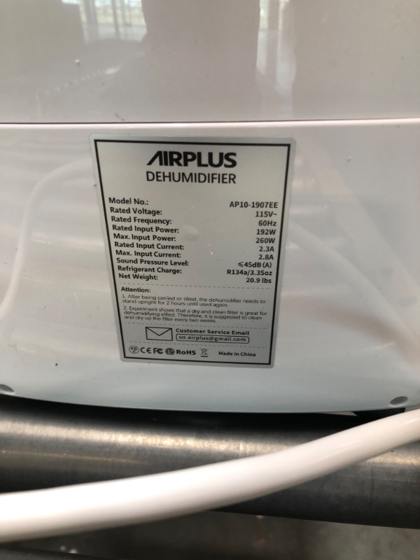 Photo 5 of AIRPLUS 2,000 Sq. Ft 30 Pints Dehumidifier for Home and Basements with Drain Hose(AP1907) 30 Pints A-Rounded