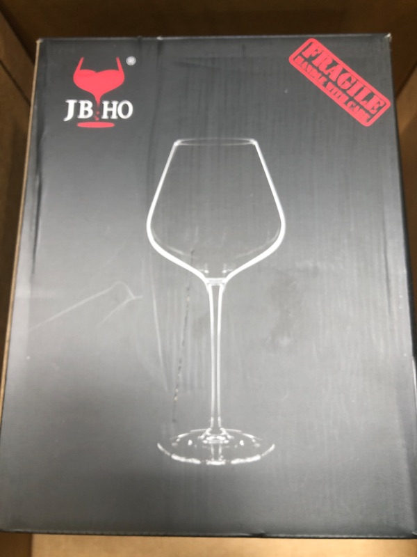 Photo 3 of Hand Blown Italian Style Crystal Burgundy Wine Glasses - Lead-Free Premium Crystal Clear Glass - Set of 2 - 21 Ounce - Gift-Box for any Occasion 2 Count (Pack of 1)