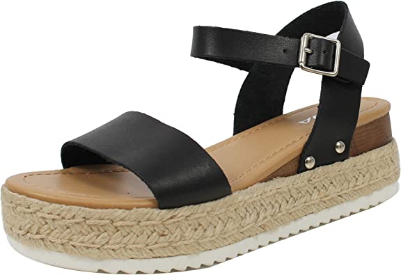 Photo 1 of Soda Clip Topshoe Avenue Women's Open Toe Ankle Strap Espadrille Sandal SIZE 7