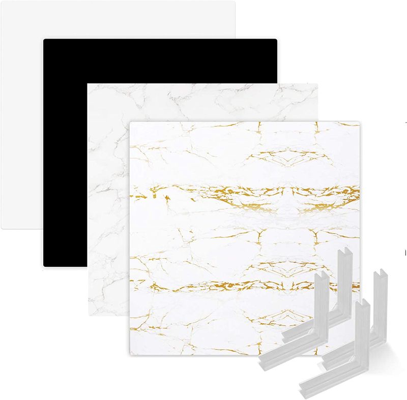 Photo 1 of Meking 2x2ft Photo Backdrop Boards Marble & Monochrome Background for Flat Lay Backdrop Food Photography Tabletop Props Realistic Single Sided Kit-4pcs 4 Patterns
