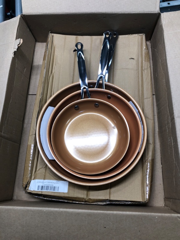 Photo 2 of Copper Pan Nonstick Frying Pan Skillet Set, Artbros 3-Piece Premium Aluminum Chef's Pans with Ceramic Coating and Stainless Steel Handle - 8", 10" and 12"