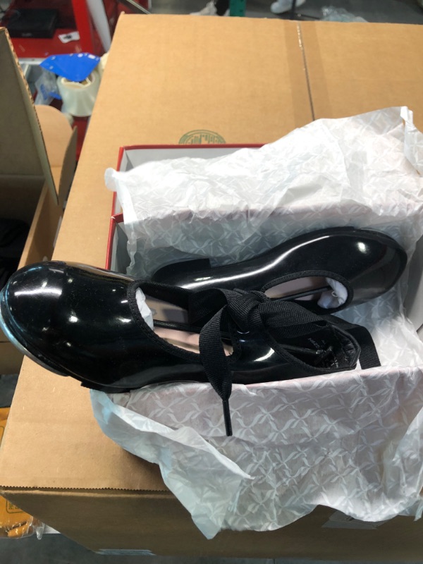 Photo 2 of Capezio Unisex-Child Jr. Tyette Tap Shoe Dance Little Kid (4-8 Years) 2 Wide Little Kid Black Patent