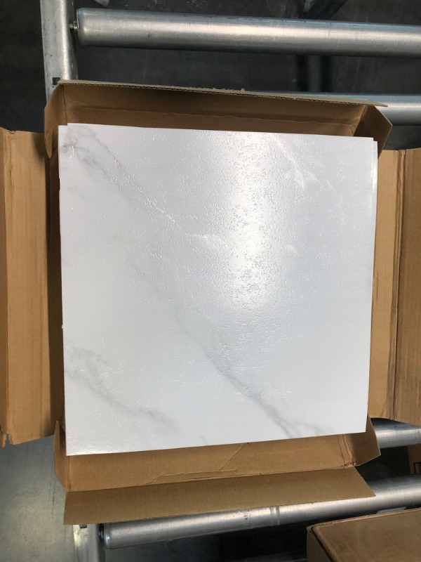 Photo 2 of 48 Self Adhesive White Marble 12" X 12" Vinyl Flooring Tiles
