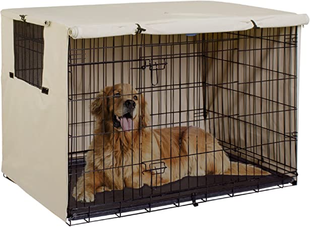 Photo 3 of Explore Land Dog Crate Cover - Durable Polyester Pet Kennel Cover Universal Fit for Wire Dog Crate (Light Tan)