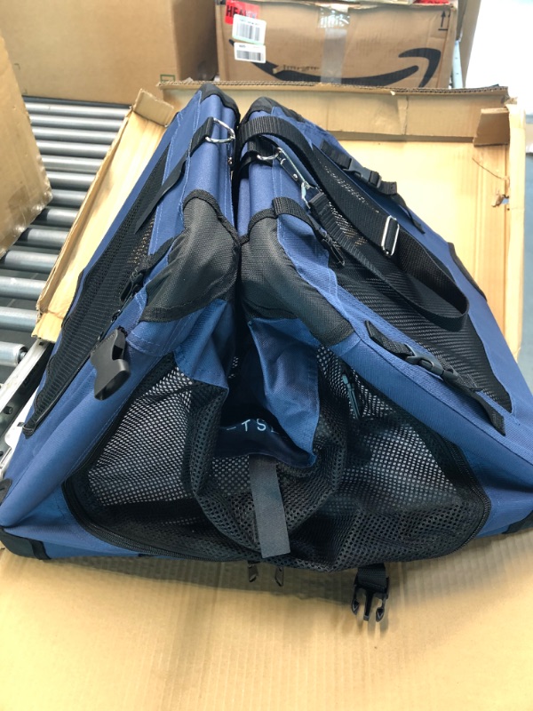 Photo 1 of Petseek Extra Large Cat Carrier Soft Sided Folding Small Medium Dog Pet Carrier 24"x16.5"x16" Travel Collapsible Ventilated Comfortable Design Portable Vehicle Blue