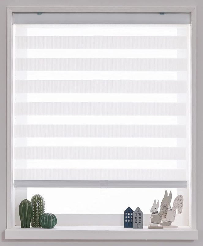 Photo 1 of Cordless Custom Zebra Roller Shades and Blinds Dual Layer Sheer or Privacy Light Control, Day and Night Window Drapes, 30 x 60" 