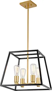 Photo 3 of Artika CAR15-ON Carter Square 4 Pendant Light Fixture, Kitchen Island Chandelier, with a Steel Black and Gold Finish, 8