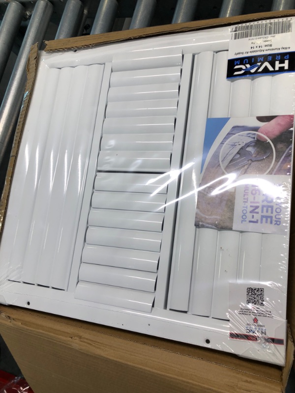 Photo 4 of 14" w X 14" h 4-Way Aluminum Curved Blade Adjustable Air Supply HVAC Diffuser - Full Control Vertical/Horizontal Airflow Direction - Vent Duct Cover [Outer Dimensions: 15.65" w X 15.65" h] 14x14