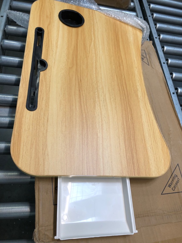 Photo 1 of Laptop Bed Desk Table Tray Stand with Cup Holder/Drawer for Bed/Sofa/Couch/Study/Reading/Writing On Low Sitting Floor Large Portable Foldable Lap Desk Bed Trays for Eating and laptops(Walnut)