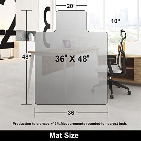 Photo 1 of AiBOB Chair Mat for Low Pile Carpet Floors, Flat Without Curling, 36 X 48 in, Office Carpeted Floor Mats for Computer Chairs Desk 36'' X 48'' ? Carpet