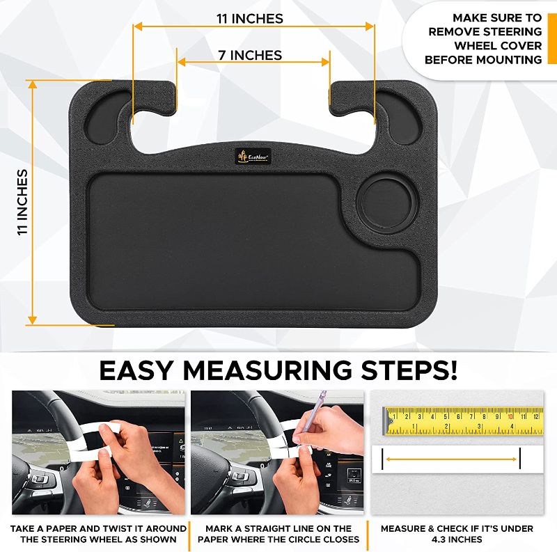 Photo 1 of EcoNour 2 in 1 Car Steering Wheel Desk | Steering Wheel Tray for Laptop Car Mount with Pen Holder | Car Food Tray for Eating with Drinks Holder | Multipurpose Travel Car Accessories