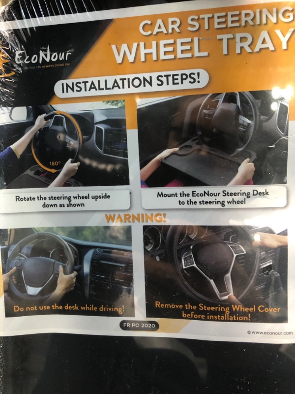 Photo 1 of EcoNour 2 in 1 Car Steering Wheel Desk | Steering Wheel Tray for Laptop Car Mount with Pen Holder | Car Food Tray for Eating with Drinks Holder | Multipurpose Travel Car Accessories