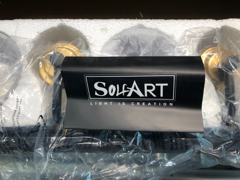 Photo 6 of SOLFART Bathroom Vanity Light Fixtures Over Mirror Vintage Bathroom Light Fixture Glass Globe Matt Black and Bronze 3 Lights Matt Black-long Base 3 lights