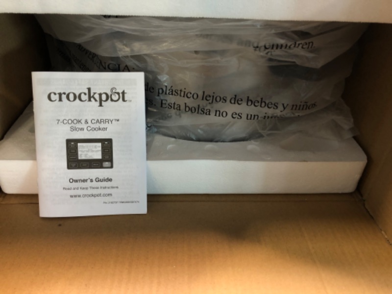 Photo 1 of Crockpot Portable 7 Quart Slow Cooker with Locking Lid and Auto Adjust Cook Time Technology, Stainless Steel