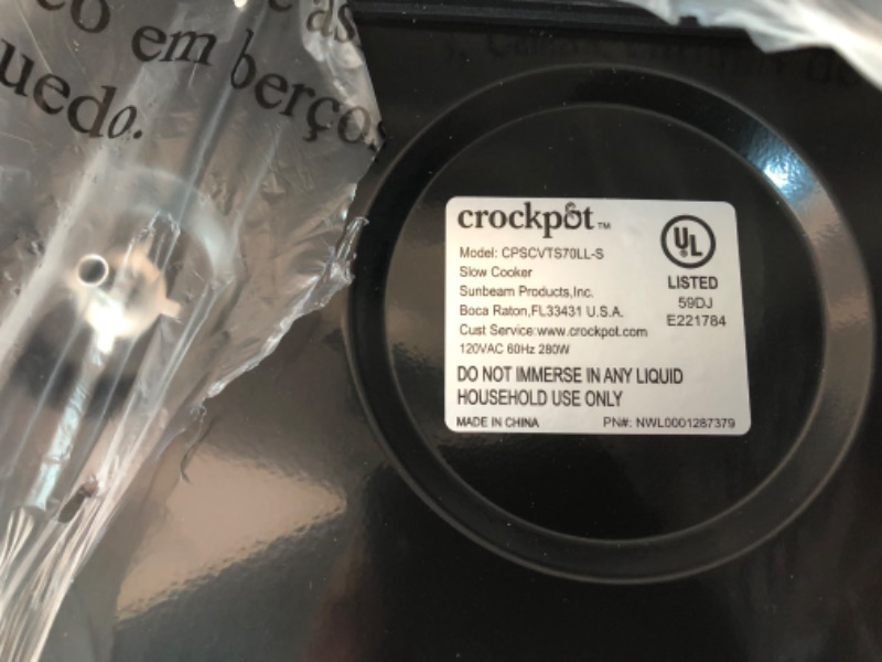 Photo 3 of Crockpot Portable 7 Quart Slow Cooker with Locking Lid and Auto Adjust Cook Time Technology, Stainless Steel