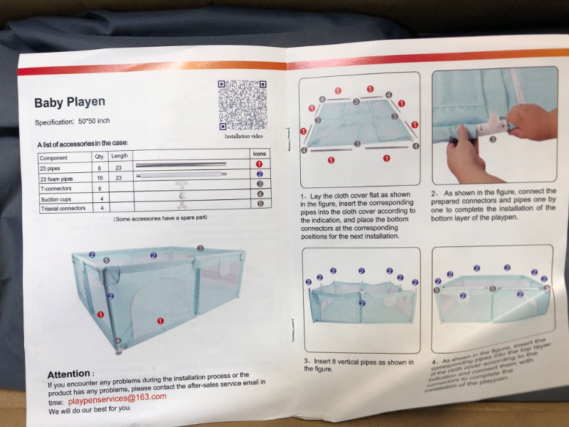 Photo 3 of Large Baby Playpen, Packable Play Pens for Babies and Toddlers, Baby Play Yards with Ocean Balls, Kids Indoor & Outdoor Activity Center, Baby Fence with Breathable Mesh 50X 50IN