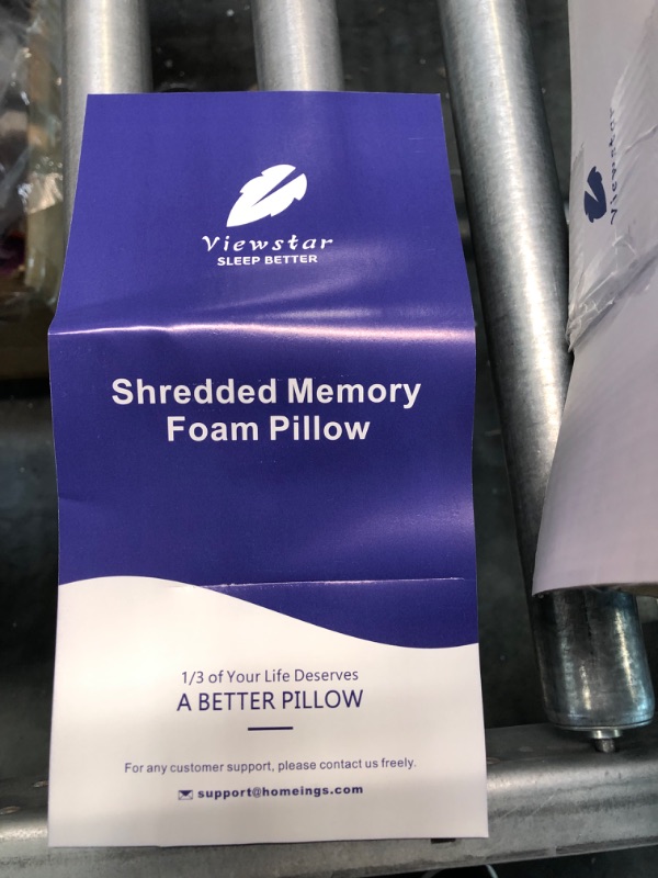Photo 3 of Viewstar Pillows Queen Size Set of 2, Firm and Supportive Shredded Memory Foam Pillows, Adjustable Loft Back Side Sleeper Bed Pillow with Washable Removable Cover, 20"x 30" Queen (Pack of 2)
