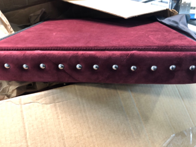Photo 1 of B FSOBEIIALEO Storage Ottoman Cube, Folding Tufted Ottomans with Storage, Coffee Table Top Cover, Storage Chest Storage Boxes Footrest Stool for Bedroom, Luxury Velvet Fabric 15.7 Inches Red Red 15.7x15.7x15.7 inches