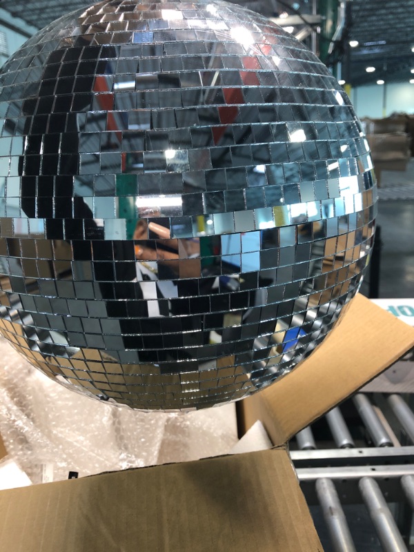 Photo 4 of Mirror Disco Ball Sumono 12 Inch Mirror Ball Lightning Ball with Hanging Ring for DJ Club Stage Bar Party, Wedding Holiday Decoration (PVC Inner)